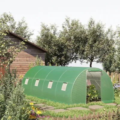Tunnelväxthus 6x3x2 m med 8 Fönster Grön
