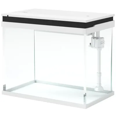 Akvarium Fisktank med Filtersystem Vit av Glas för Fiskar