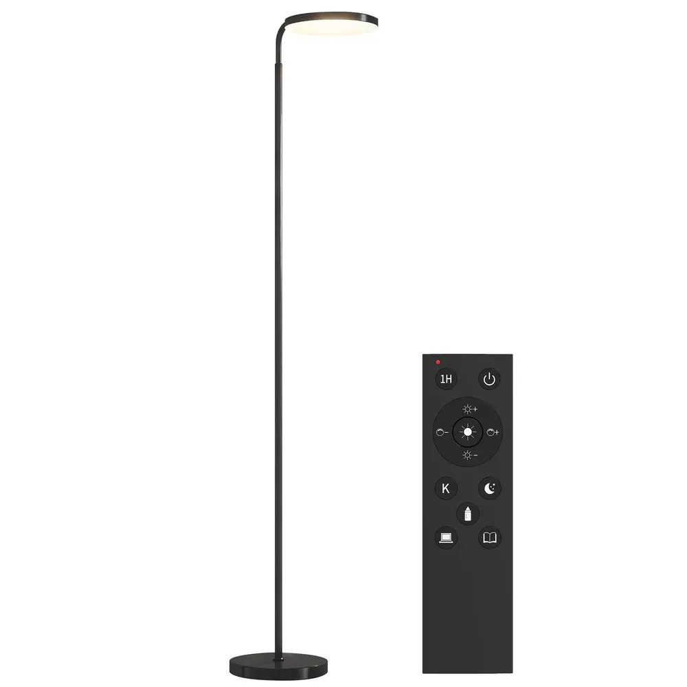 Golvlampa LED med Fjärrkontroll Svart Metall och Silikon