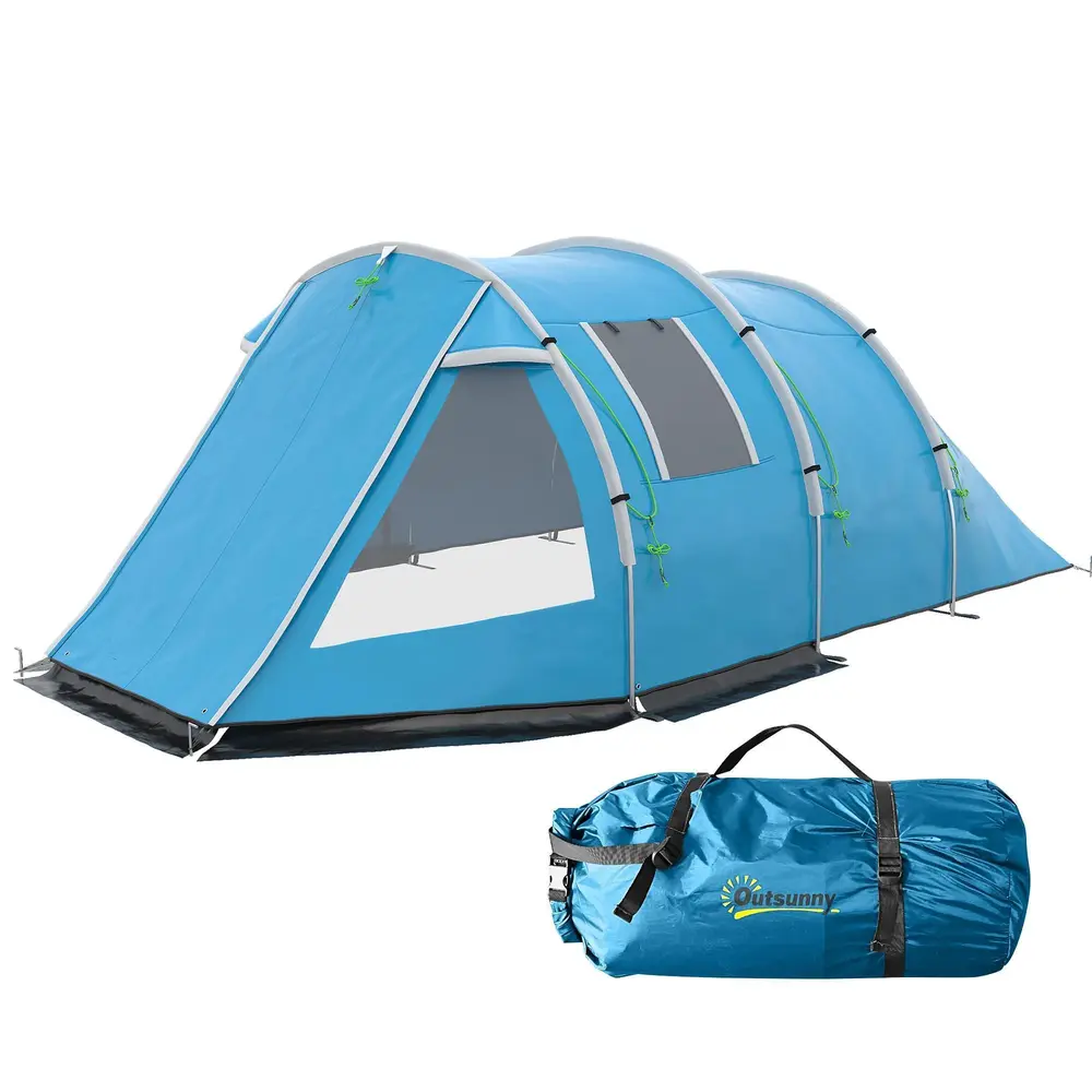Tunneltält Campingtält Blå av Polyester för Utomhusäventyr