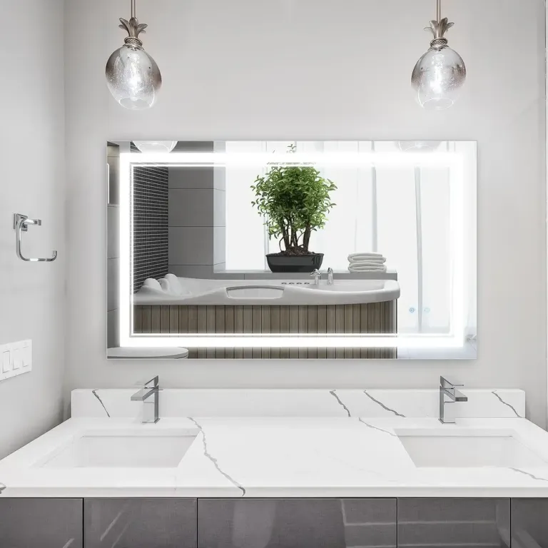 LED-Badrumsspegel med Belysning och Touchknapp, Silver