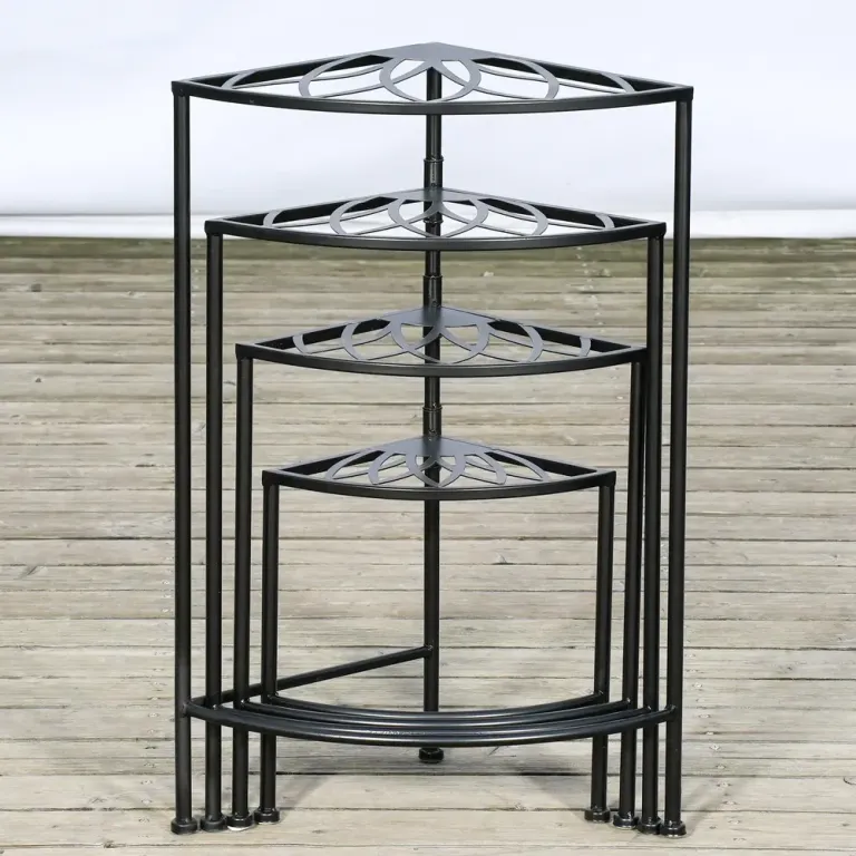 Blomhylla Växttrappa 4 Våningar Svart 57 x 55 x 63 cm