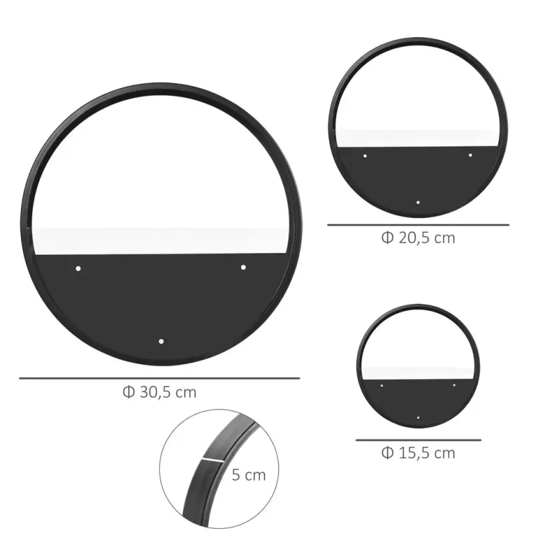 Blomkrukor Väggkrukor Set om 3 Svart av Stål Geometrisk