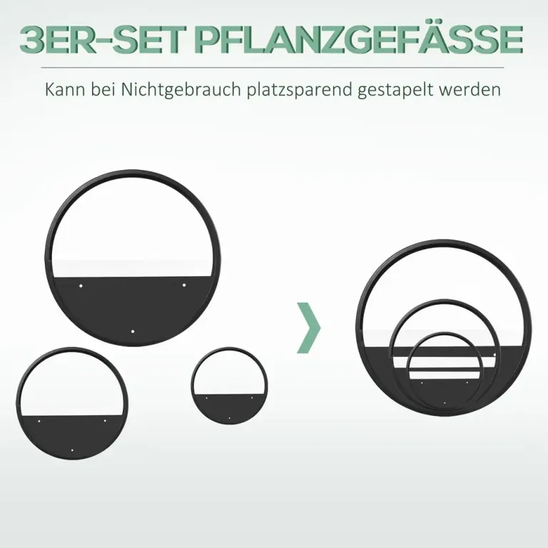 Blomkrukor Väggkrukor Set om 3 Svart av Stål Geometrisk