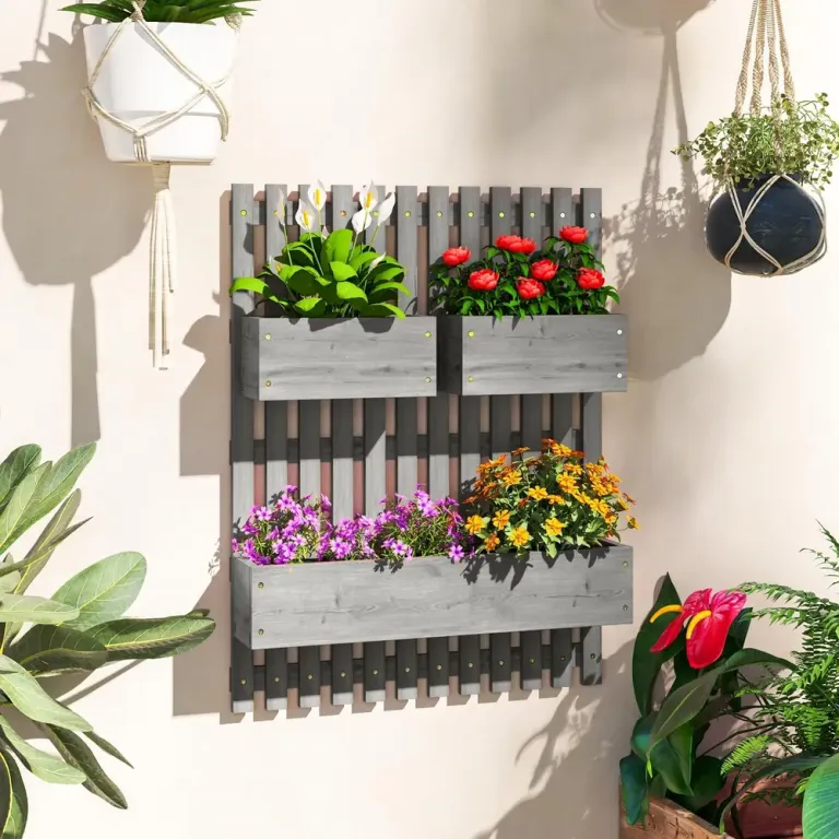 Blomlådor 3-pack för Väggmontering 60 x 16 x 80 cm