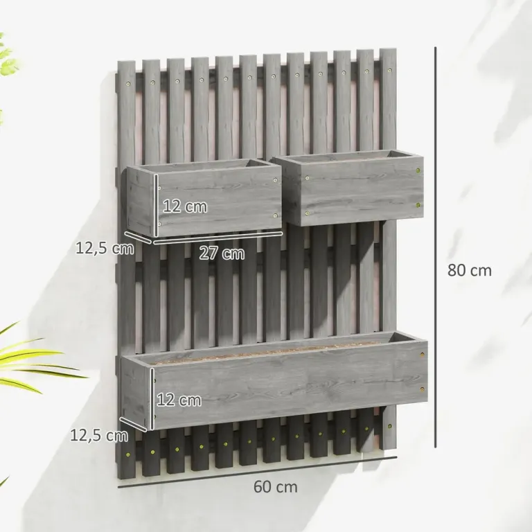 Blomlådor 3-pack för Väggmontering 60 x 16 x 80 cm
