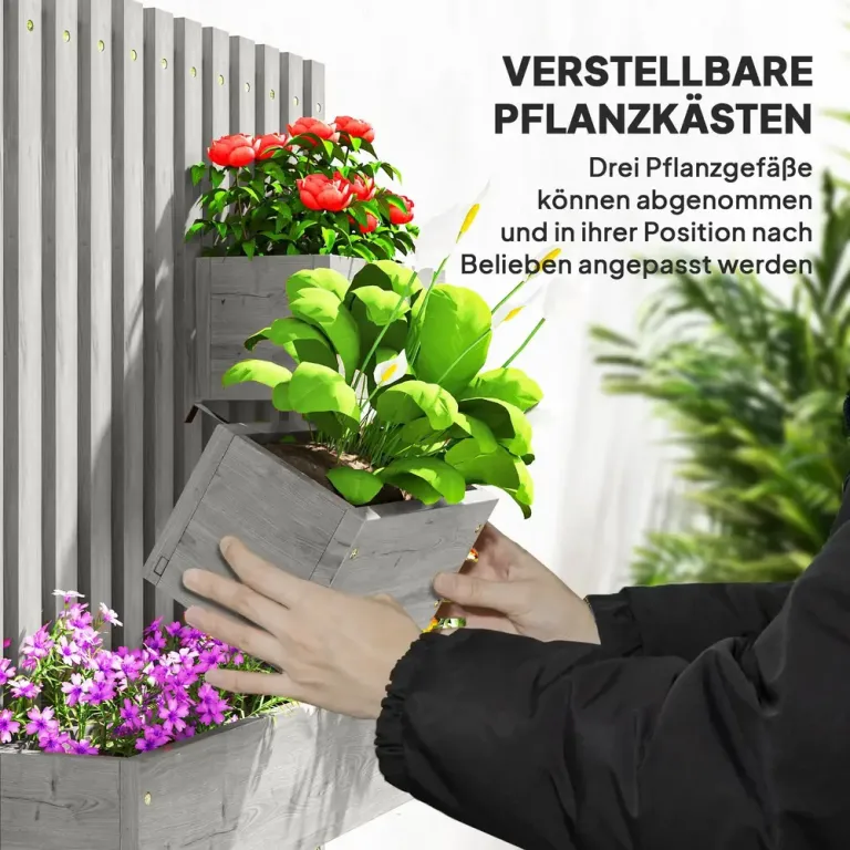 Blomlådor 3-pack för Väggmontering 60 x 16 x 80 cm