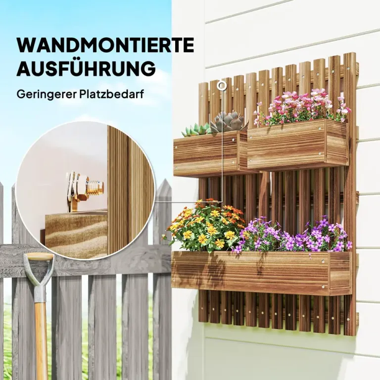 Blomlådor 3-pack för Väggmontering 60 x 16 x 80 cm
