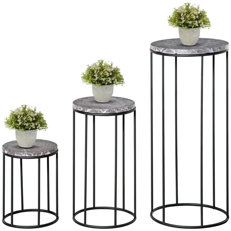 Blomställ i Marmorlook 3-Pack Stapelbara Blompallar
