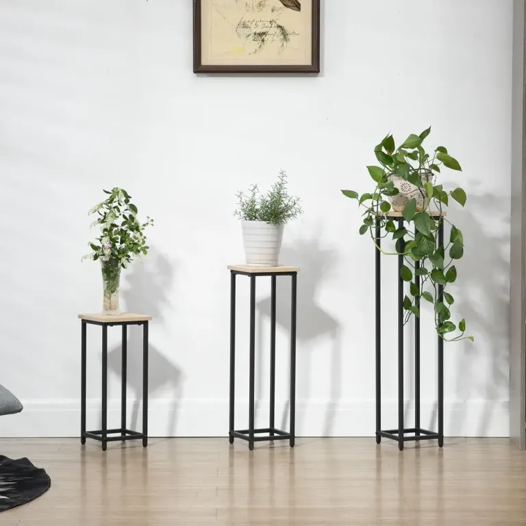 Blomställ i Metall 3-Pack Dekorativa Växtställ för Krukor Delat Stål