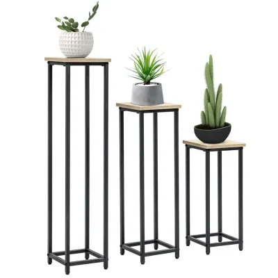 Blomställ i Metall 3-Pack Dekorativa Växtställ för Krukor Delat Stål