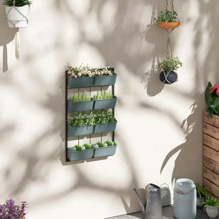 Blomställ Växtställ Mörkgrön av Metall Vägg Blomlådor