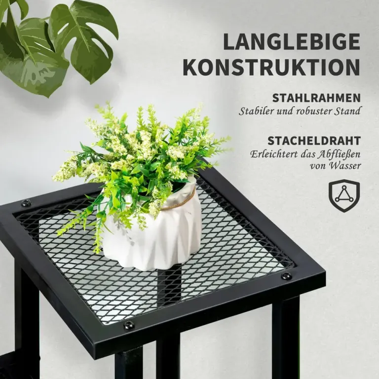 Blomtrappa i Metall 4 Våningar 91 x 25 x 83 cm
