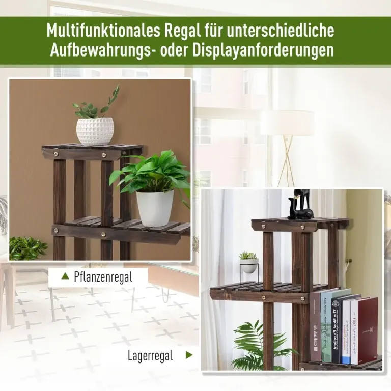 Blomtrappa i Trä 4 Hyllplan Rullbar Piedestal