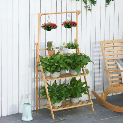 Blomtrappa Växthylla i Trä 3 Steg för Blommor & Växter