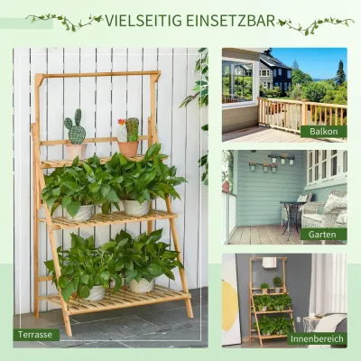 Blomtrappa Växthylla i Trä 3 Steg för Blommor & Växter