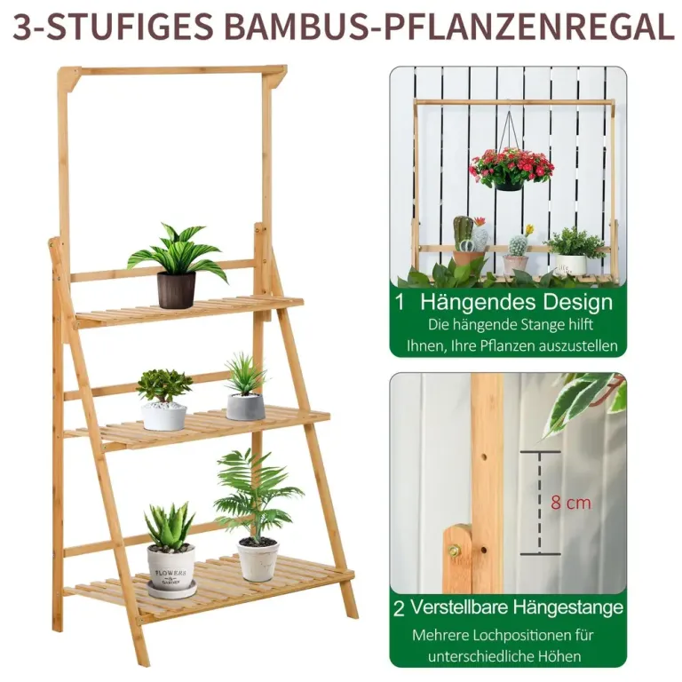 Blomtrappa Växthylla i Trä 3 Steg för Blommor & Växter