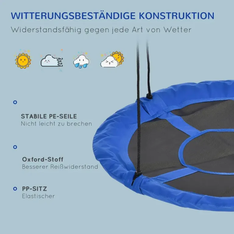 Bogunga Utomhusgunga Blå av Stål och Tyg för Barn 110 cm Justerbara