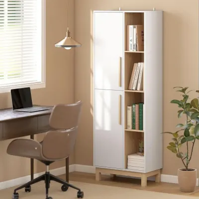 Bokhylla Stor Vit MDF Hylla 4 Öppna Hyllplan 176 cm