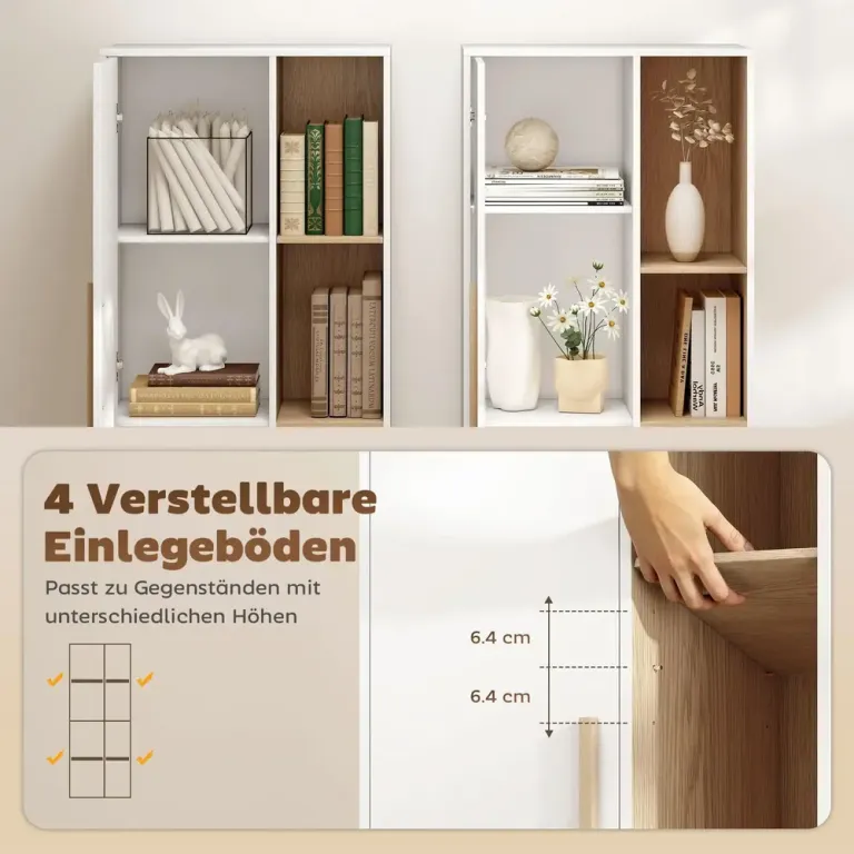 Bokhylla Stor Vit MDF Hylla 4 Öppna Hyllplan 176 cm Dörrar Öppen