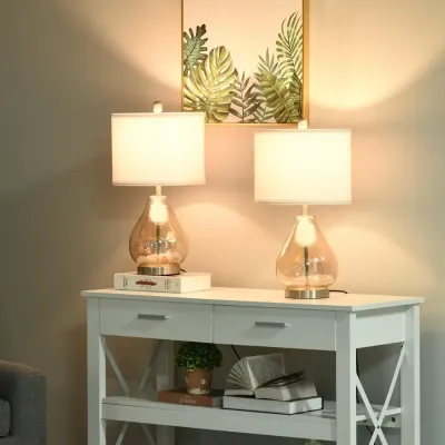 Bordslampa med Lampskärm Set om 2 Vit 30 x 56 cm