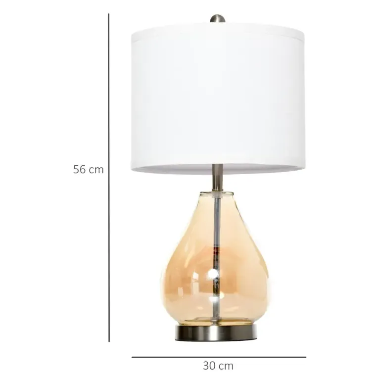 Bordslampa med Lampskärm Set om 2 Vit Glas Sänglampa