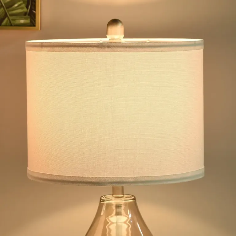 Bordslampa med Lampskärm Set om 2 Vit Glas Sänglampa
