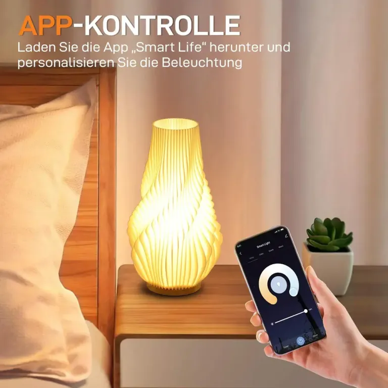 Bordslampa Smart Vit av Plast Dimbar Lampa 20 x 20 x 34,5 cm