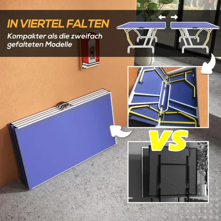 Bordtennisbord Pingisbord Blå av MDF och Metall för Fritid Bärbart