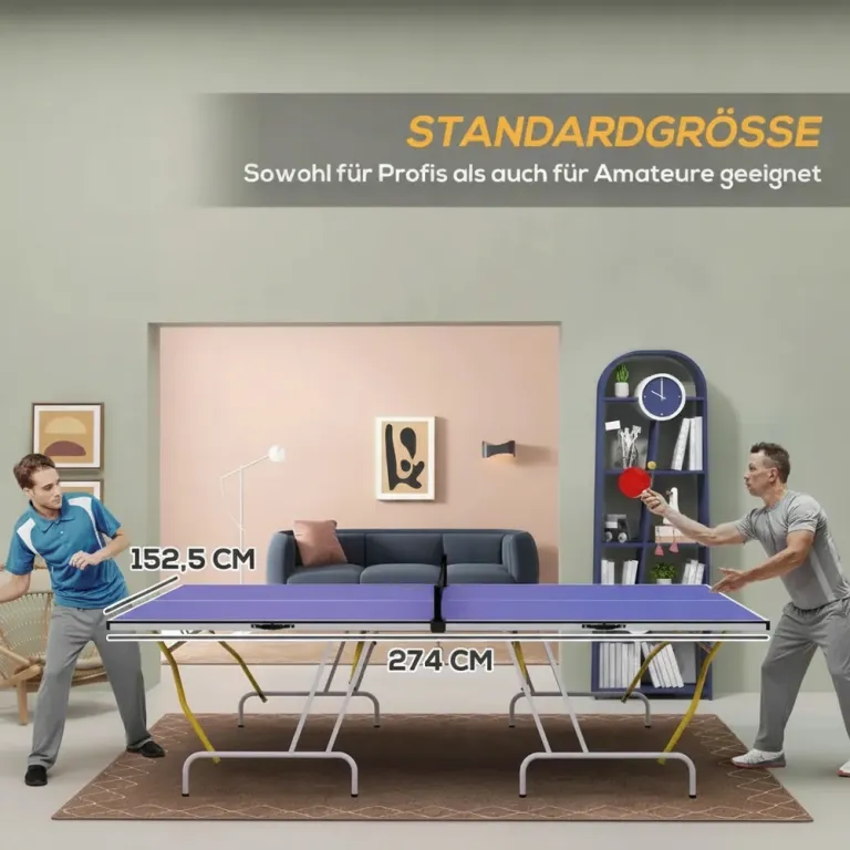 Bordtennisbord Pingisbord Blå av MDF och Metall för Fritid Bärbart