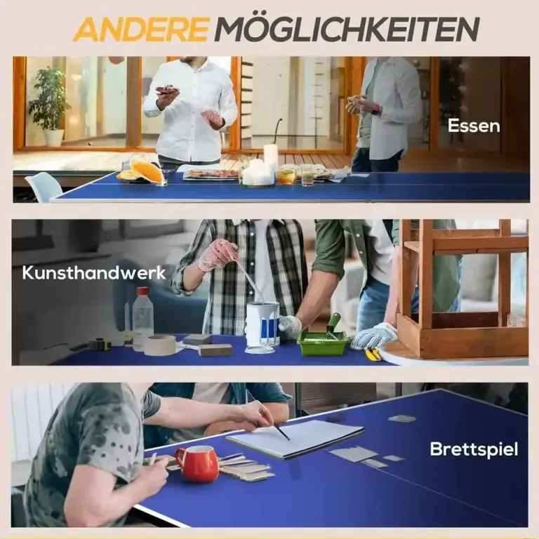 Bordtennisbord Pingisbord Blå av MDF och Metall för Fritid Bärbart