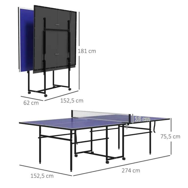Bordtennisbord Pingisbord Blå av Stål Racketar Bollar