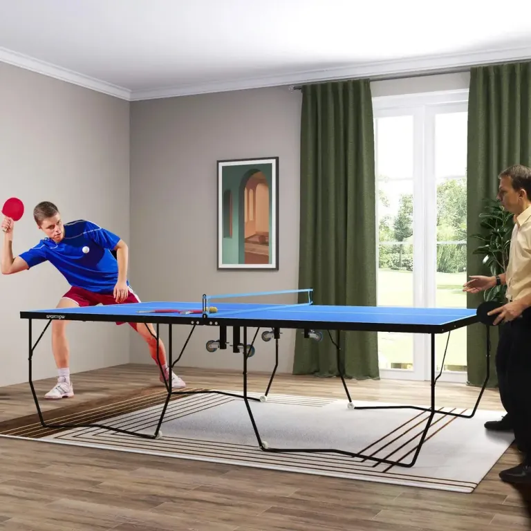 Bordtennisbord Pingisbord Blå av Stål Hjul