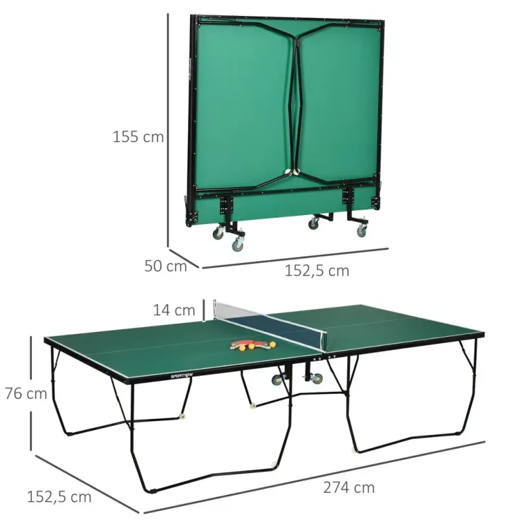 Bordtennisbord Pingisbord Grön av Stål och MDF Hopfällbart Standard