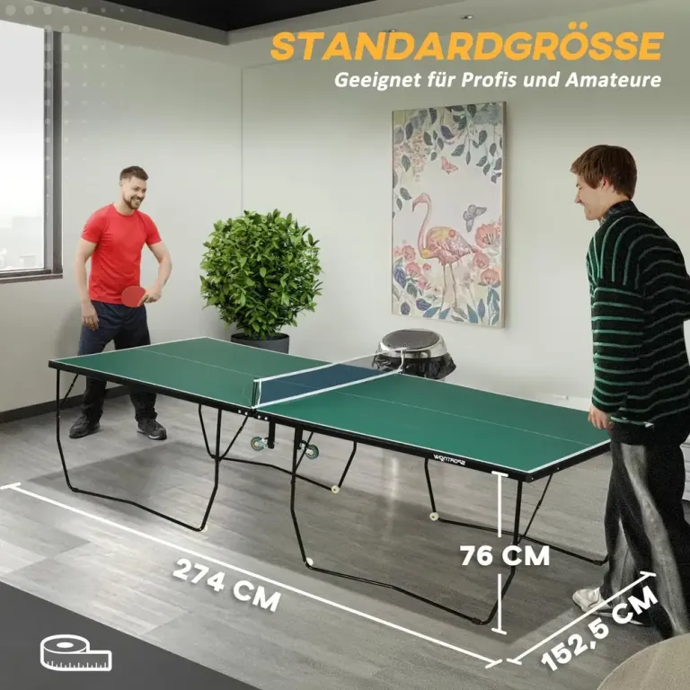 Bordtennisbord Pingisbord Grön av Stål och MDF Hopfällbart Standard