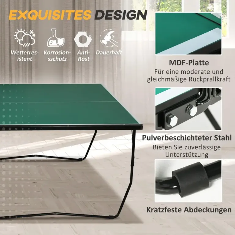 Bordtennisbord Pingisbord Grön av Stål och MDF Hopfällbart Standard