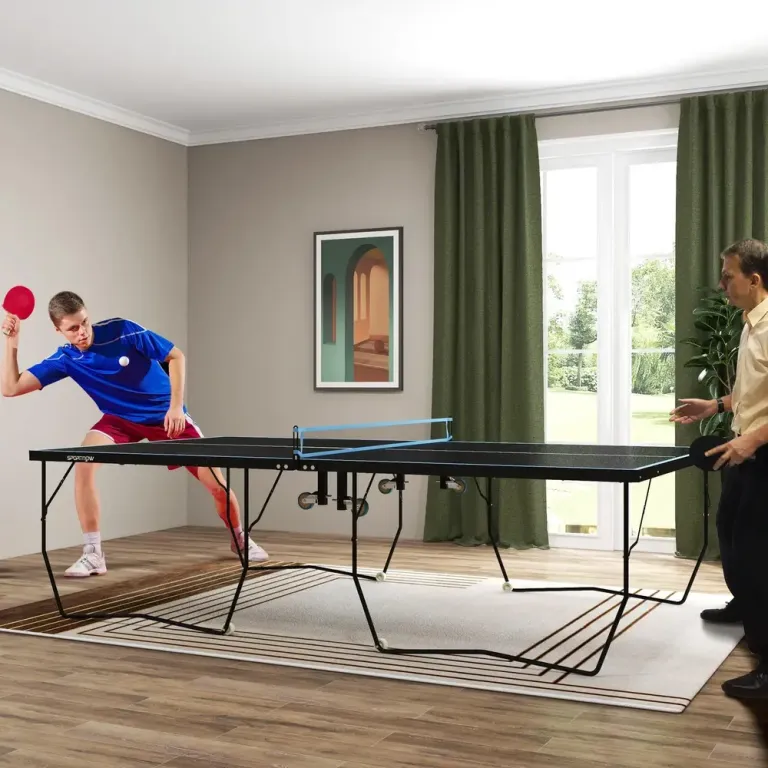 Bordtennisbord Pingisbord Svart av Stål Standard Hjul