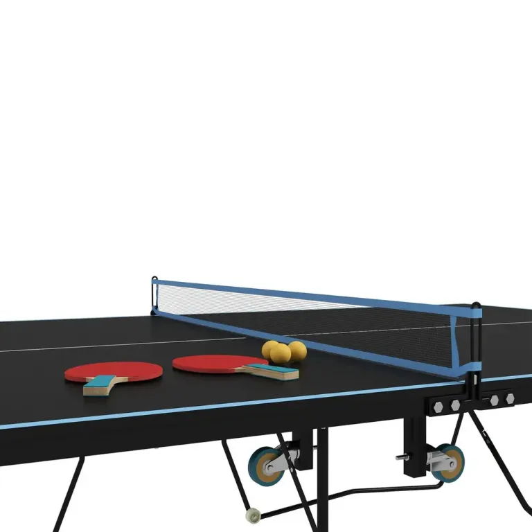 Bordtennisbord Pingisbord Svart av Stål Standard Hjul