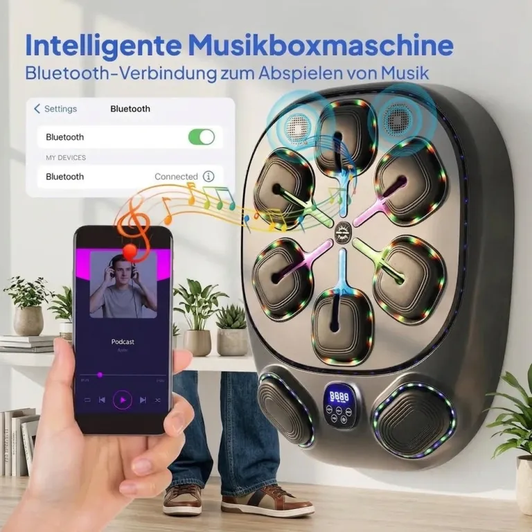 Boxningsmaskin Musikalisk Väggmonterad Svart Plast Bluetooth