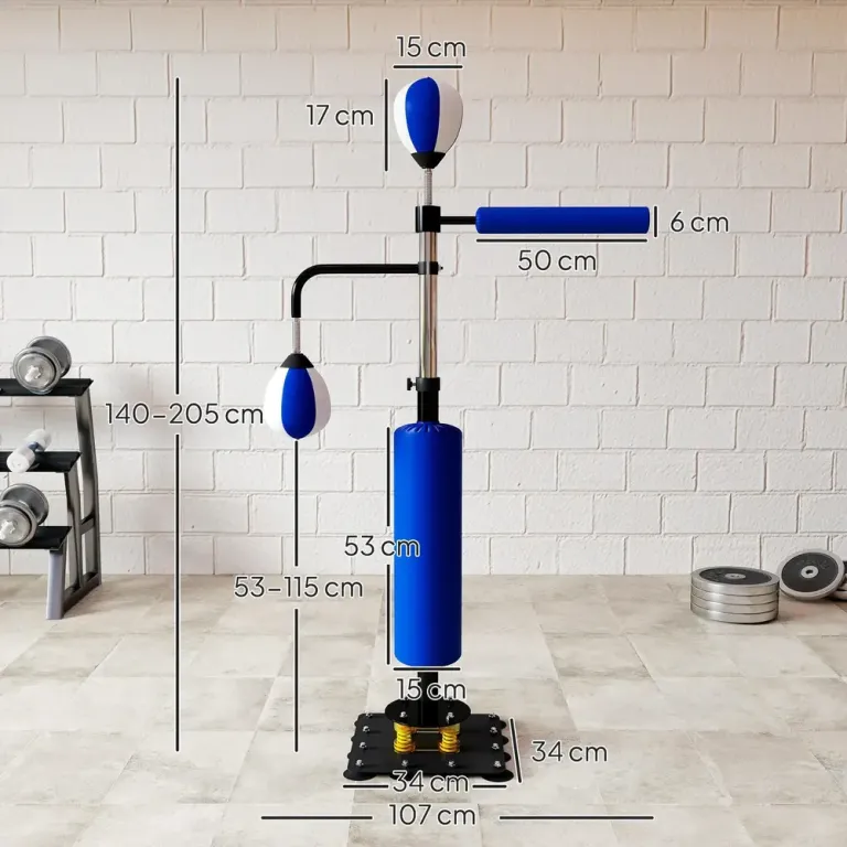 Boxningsställ med Speedball och Stång Blå Stål 205 cm Stående