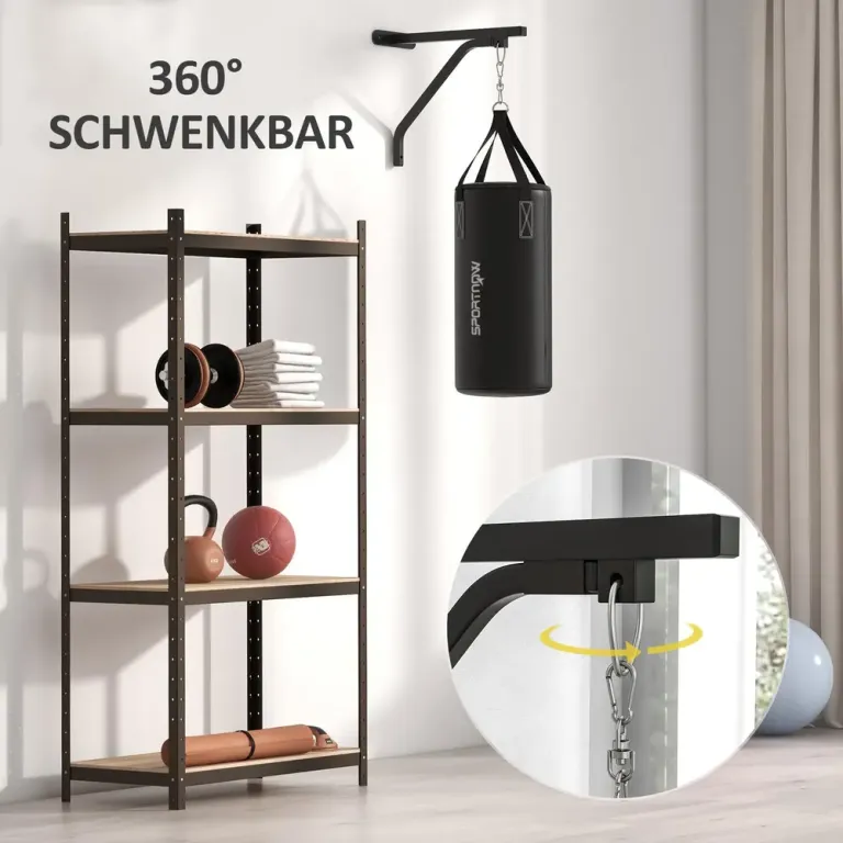 Boxsäck med Väggfäste och Handskar Max 45 kg, Svart