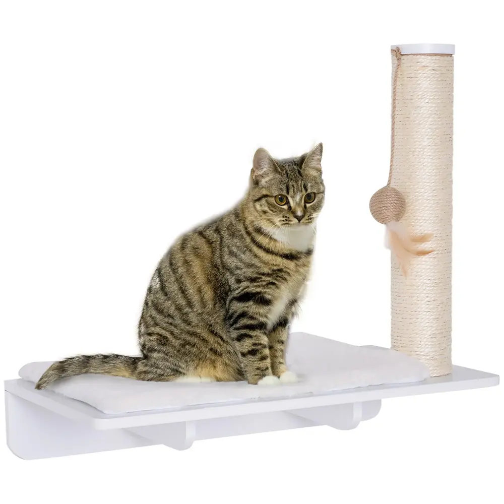 Katthylla med Klösbräda och Lekboll Vägghängd 53 Cm