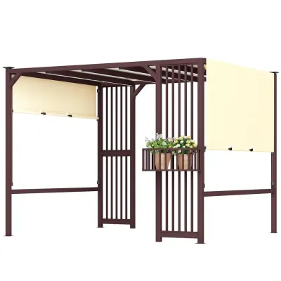 Pergola Pavilion med UV 30+ och Skjuttak Mörkbrun 3x2,5 m
