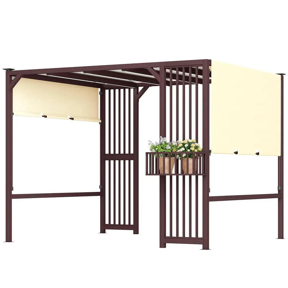 Pergola Pavilion med UV 30+ och Skjuttak Mörkbrun 3x2,5 M