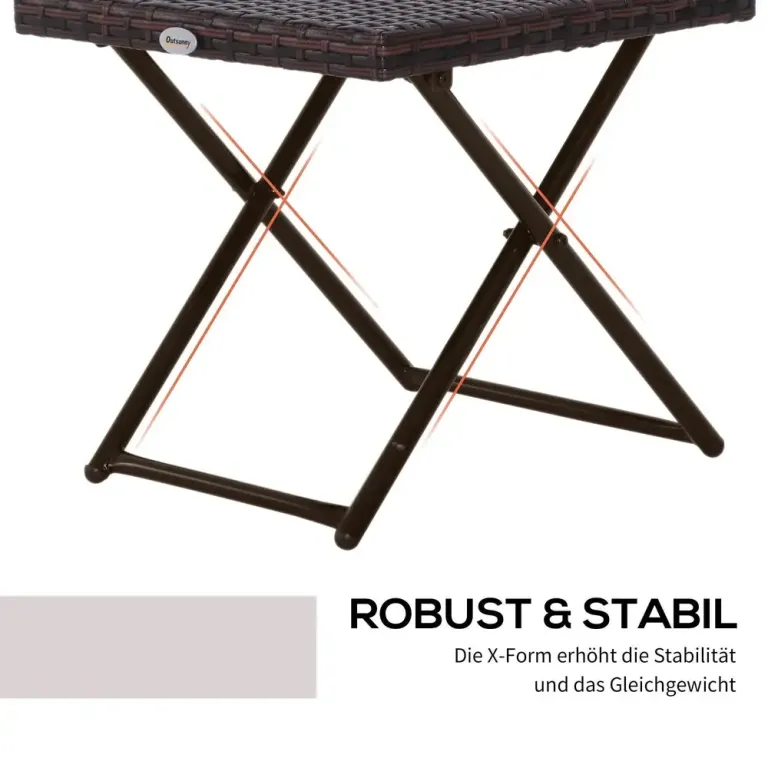 Hopfällbart Sidobord och Balkongbord i Konstrotting, Brun
