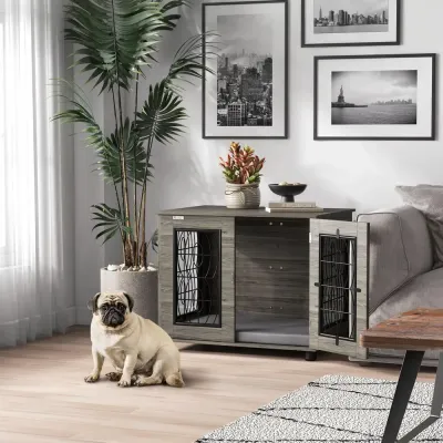 Hundbur 80 x 56 x 63 cm med Dyna, Grå