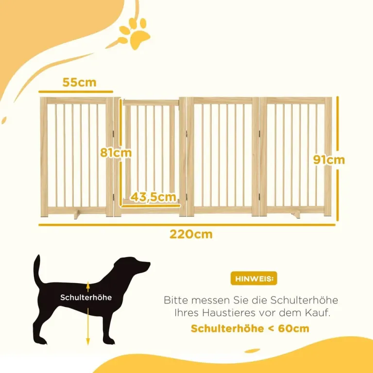 Hopfällbar Hundgrind i Furu med Dörr Vit
