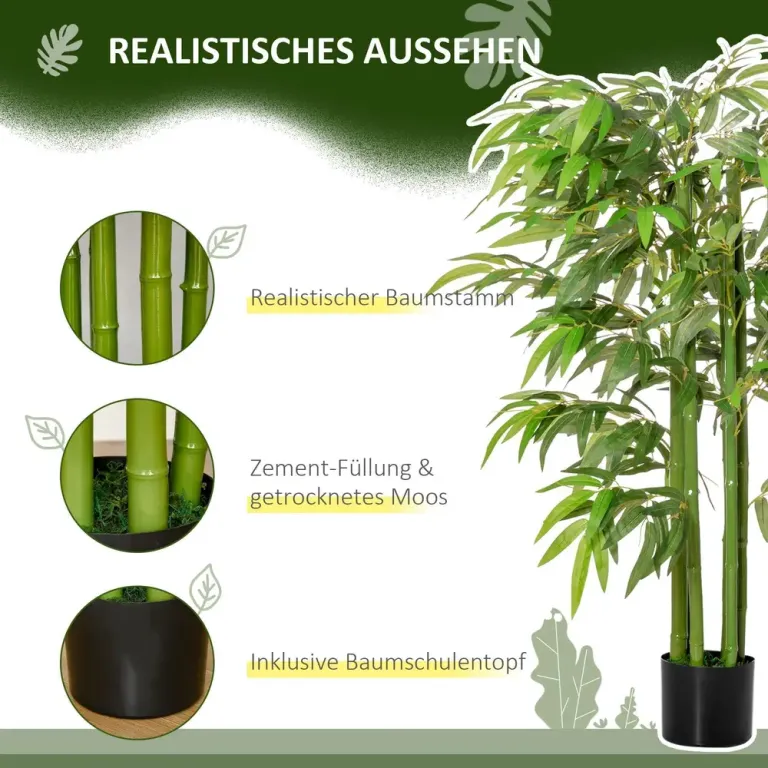 Konstgjord Växt Bambu Konstträd i Kruka Grön 140 cm
