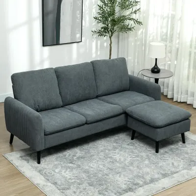 Soffa Hörnsoffa med Sovfunktion Grå 196 x 140 x 88 cm