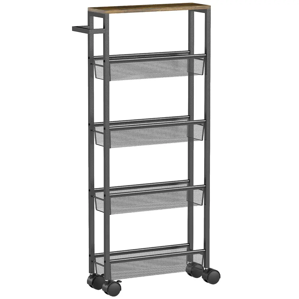 Rullvagn Kök Smal Svart Metall Serveringsvagn 5 97 Cm